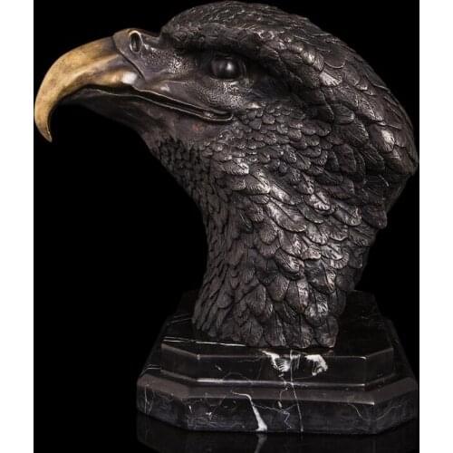 26 CM Western Art Deco Bronze Marble Lanneret Hawk Eagle Falcon Bust Sculpture