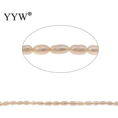 14Inch Cultured Rice Freshwater Pearl Beads Natural Pink Grade A 4-5mm For DIY Women Necklace Bracelet Jewelry Making