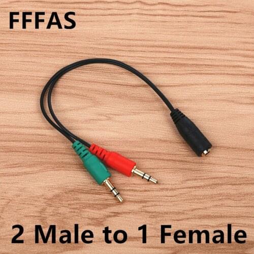 CatXaa 3.5mm 2 Male to 1 Female Audio Cable Converter 3.5 Earphone Aux Jack phone MIC Adapter for PC Computer Latop Notebook