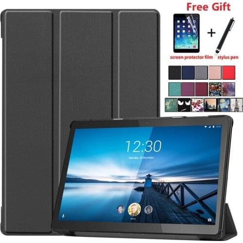 Case for Lenovo M10 FHD REL 10.1inch Cover Flip Stand PU Leather Smart Protective Cover for TB-X605FC TB-X605LC with Film+ Pen