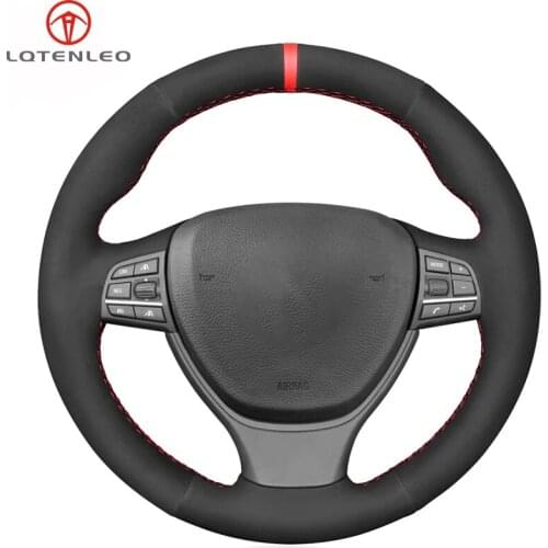 LQTENLEO Black Suede Hand-stitched Car Steering Wheel Cover for BMW 5 Series 520i 528i F10 F11 F07 2009-2017 M5 F10 2011-2013