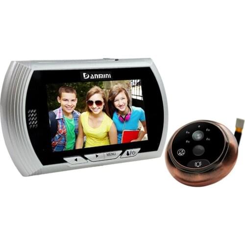 Silver 4.3" Digital Peephole Viewer Doorbell 3MP Night vision Motion detection
