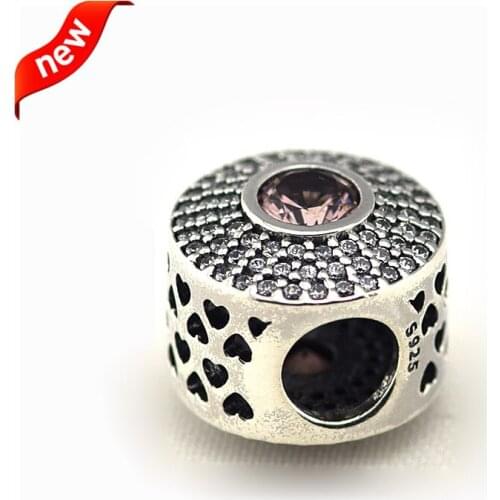 CKK Radiant Splendor, Blush Pink Crystal Charms 925 Sterling Silver Beads Original Jewelry Fits For Bracelets