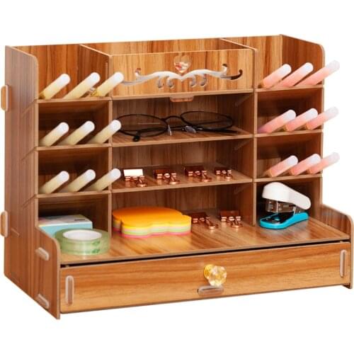 Pen holder Nordic ins storage box creativity office,desk stationery box wooden large capacity rack wooden book box