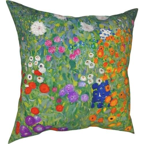 Gustav Klimt Flower Garden Pillowcase Home Decor Cushions Throw Pillow for Home Polyester Double-sided Printing Print