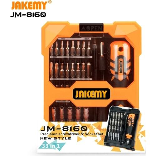 JAKEMY JM-8160 33 in 1 Multi-functional DIY hand tool precision screwdriver with socket set for cellphone laptop game pad repair