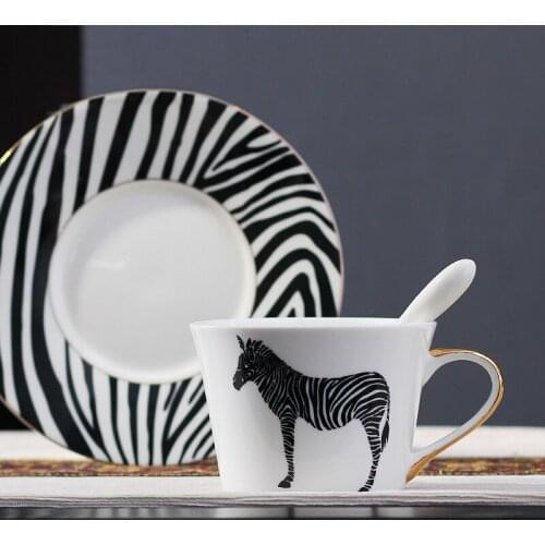 Nordic Style Bone China Coffee Cup Saucer Spoon Set 200ml British Cafe Porcelain Tea Cup Advanced Ceramic Teacup