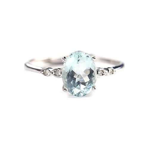 Cute simple small ring with natural aquamarine gemstone Ring in 925 sterling silver fine jewelry for girls & women as gift