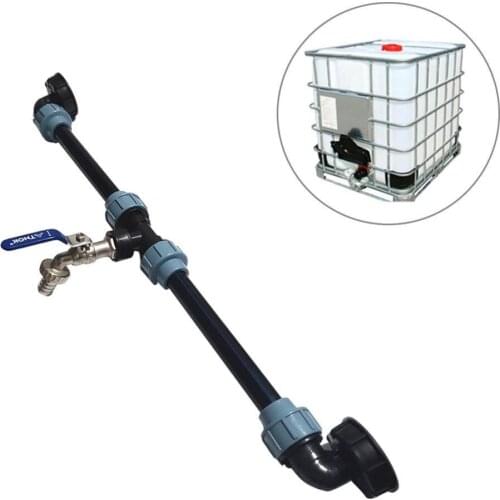 IBC Tank Tap Adapter IBC Tank Thread Faucet With 1 Tube And 2 Curved Connectors Home Garden Irrigation Water Connector 40a