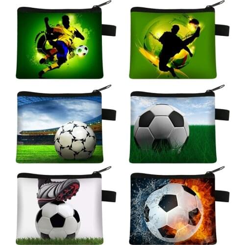 Cool Footbally / Soccerly Print Coin Purses Men Mini Wallet Sports Ball Game Competition Mini Purse For Gift Keychain Money Bags
