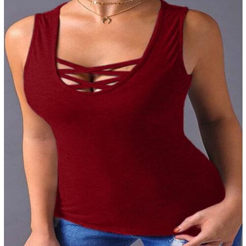 Summer Sexy Tshirts Women Cross Bare Chest And Sleeveless T-shirt Tops Tee Shirts For Women Night Club Wear Female T Shirt