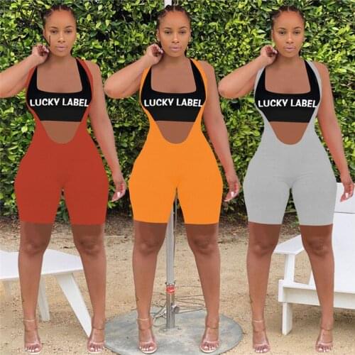 VAZN 2021 Hot Lucky Label Hollow Out Young Novelty Sexy Beach 1 Piece Strapless Group Bib Short Pants Skinny Women 2 Piece Set