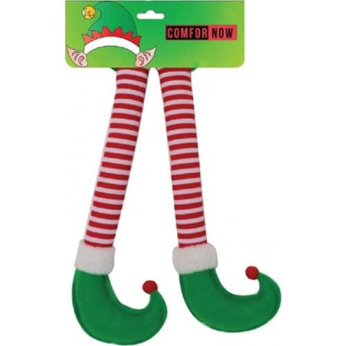 Cute Creative Christmas Elf Santa Claus Legs Stripes Pattern Xmas Holiday Car Party Pendant Home Bag Keychain Decor Gifts