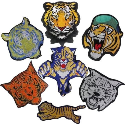 Embroidery Fashion Cool Big Large Tiger Patches Applique Badge Clothes Iron on Craft Apparel Accessories 2pieces P2089