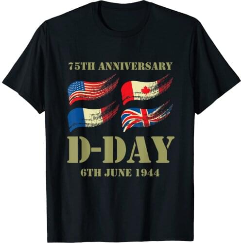 D-Day 75th Anniversary WWII Memorial Men T-Shirt Short Casual 100% COTTON O-Neck shirts
