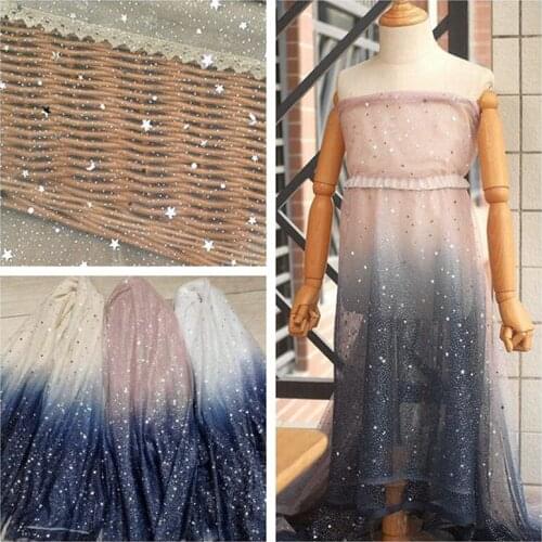 Soft Net Yarn Bronzing Sequined Stars Tulle Lace Fabric Sewing Women Party Wedding Dress Clothing Skirt Sequins Mesh Meterial