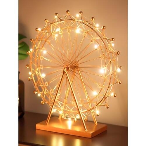 Nordic Iron Ferris Wheel Ornaments Rotating Table Lamp Creative Crafts Bedside Lamp Living Room Bedroom Home Decorations