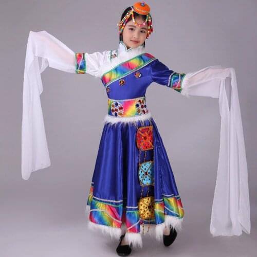The New Tibetan Dance Tibetan Clothing Costumes Ethnic Dance Clothing Girls Child Traditional Tibetan Dance Costumes