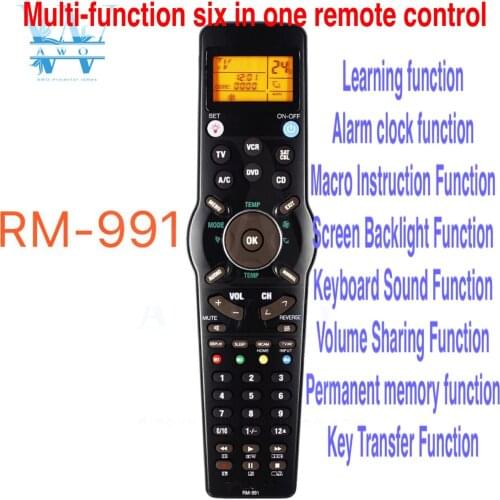 New Universal Remote Control RM-991 Learning 6 Nets in 1 Code For Chunghop TV/SAT/DVD/CBL/CD/AC/VCR