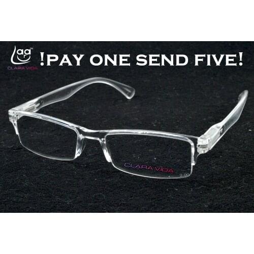 Reading Glasses Men Five Pairs Spring Leg Strachable New Fashion Plexi Transparent Reading Glasses +1 +1.5 +2 +2.5 +3 +3.5 +4