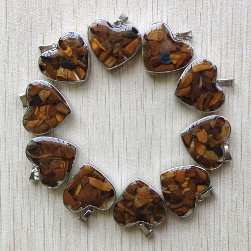 Wholesale 10pcs/lot 2020 New good quality natural tiger eye stone heart shape pendants 20mm for jewelry making free shipping