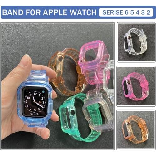 Newest Sport Band for Apple Watch Strap Series 6 SE 5 4 3 2 silicone Transparent for Iwatch 5 4 Bands 38mm 40mm 42mm 44mm wirst