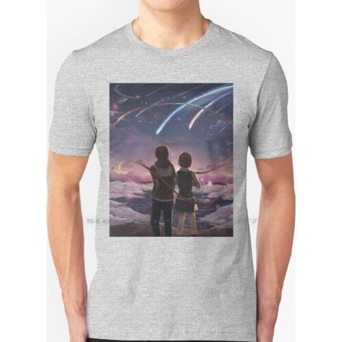 Romantic Moment Your Name T Shirt 100% Pure Cotton Anime Your Name Romantic Sunset Kimi No Narcotics Anonymous Wa Taki Mitsuha
