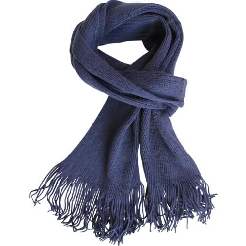 Mens Scarf Blue Knit Men Solid Fringes Solid Solid Solid Scarf Scarf Top Style Classy Chic Urban