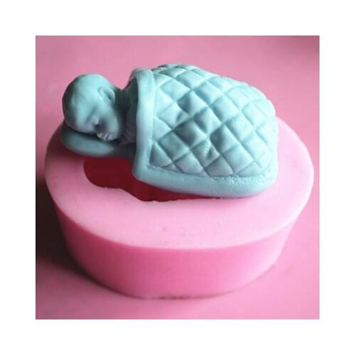 Silicone soap mold Sleeping baby shape fondant cake chocolate mold resin clay craft mould