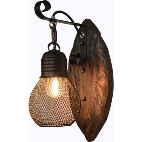 Antique Wooden Wall Lights Corridor Restaurant Classic Design Led Lamp Wall Lamp Retro Indoor Lighting Iron Luminaria E27 Socket