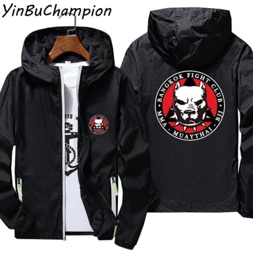 Men Women Outdoor Sport MMA Muay Thai BJJ-Bangkok Fight Club Thin Hooded Coat Reflective Sunscreen Windbreaker Skin Jacket 7XL