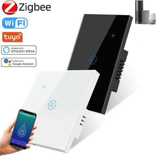 EU US Smart Water Heater Switches Touch/Smart Life Tuya App/ Zigbee/Voice Control Wifi Boiler Switch 4400W 110V 220V White/Black