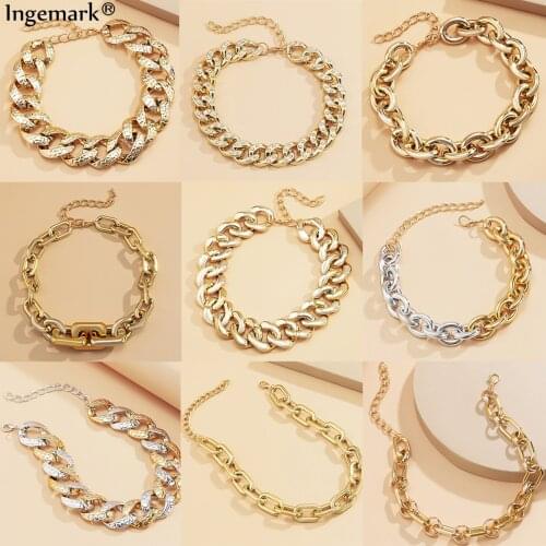 High Quality Acrylic Chain Necklace Women Statement Bohemian Big CCB Chunky Thick Link Necklaces Goth Jewelry Punk Steampunk Men