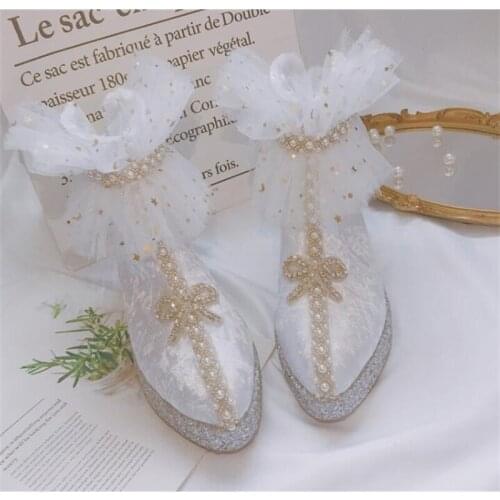 Pointed thick zipper white snow boots inside increased lace flower rhinestone bow ankle boots winter new fashion