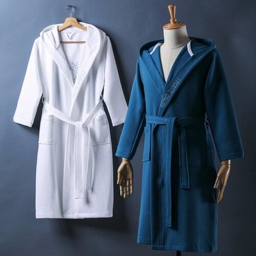 Winter Quilted Robe Cotton Hooded Robe Lovers Robe Men And Women Robe Bathrobe Soft Sleeprobe Casual Embroidery Wedding Robe