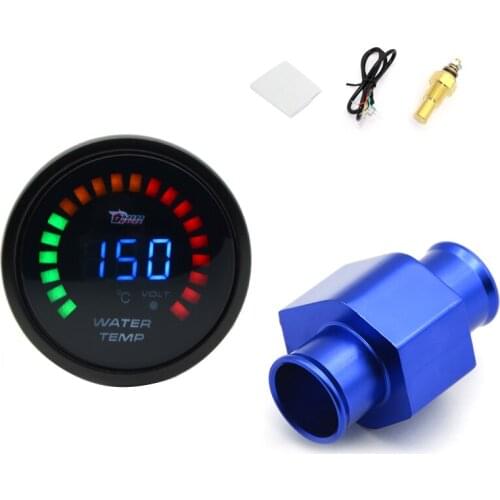 2'' 52MM Car Digital Blue Led Water Temperature Gauge 20-150℃ With Water Temp Joint Pipe Sensor Adapter 1/8NPT