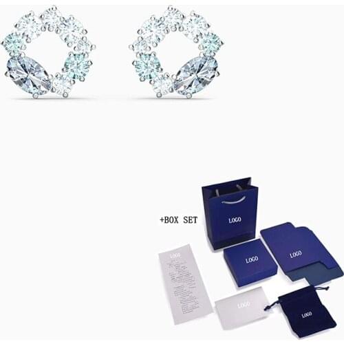 2020 Fashion SWA New ATTRACT CIRCLE Pierced Earrings Exquisite Round and Oval Crystal Decorated Womens Romantic Jewelry Gifts