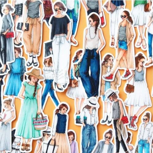 36pcs/pack Fashion Girl Planner Stickers DIY Scrapbook Paper Sticker Pack Journal Photo Album Decorations Kids Gift Stationery