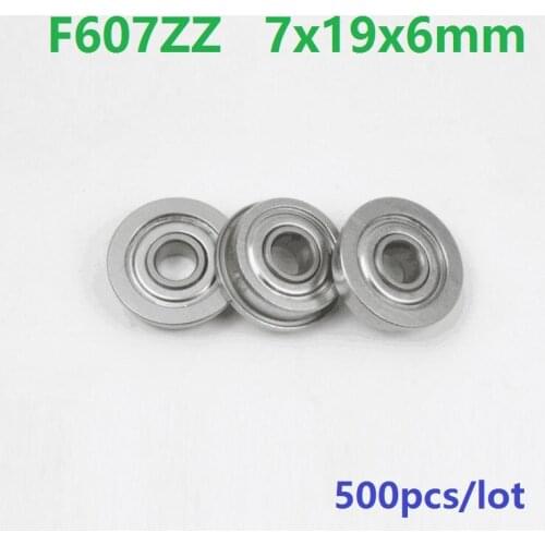 500pcs/lot F607ZZ F607Z F607 Z ZZ F607-ZZ 7x19x6 mm flanged Ball Bearing deep groove 7*19*6mm double metal shielded
