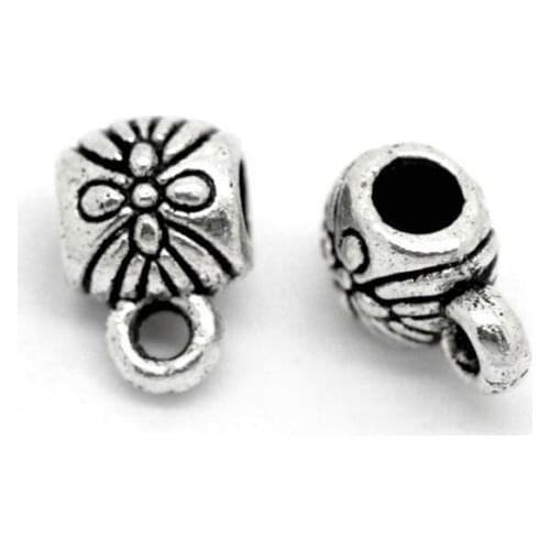 500Pcs Tibetan Silver Charms Connector Bail Spacer Beads Fit Bracelet 6x9mm