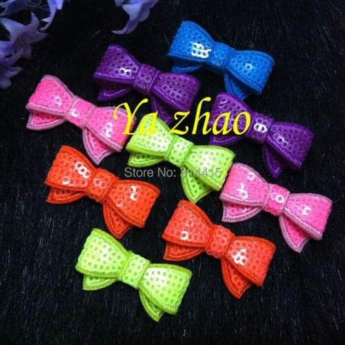 Top Quality 1.4" Neon color sequin bows, neon color sequin hair biws, 150pcs/lot free shipping