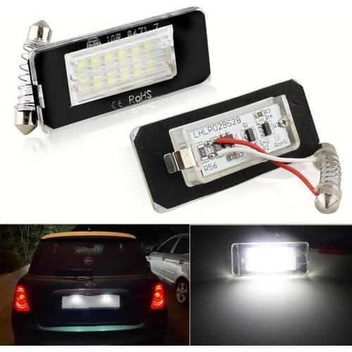 2PCS White 18SMD Car LED License Plate Light Lamp Beads for Mini Cooper R56 R57 R58 R59 Car Light Source Error Free