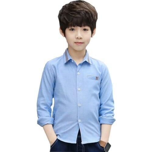 Kids Boys letters printed plaid cotton shirt new spring / autumn long-sleeved shirt Zhongda children 4-12 years old Ribbon