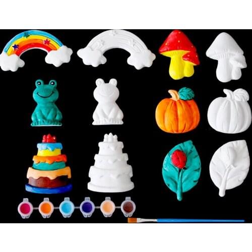Children painted plaster dolls painted handmade diy puzzle toys kindergarten creative painting white painted ceramic
