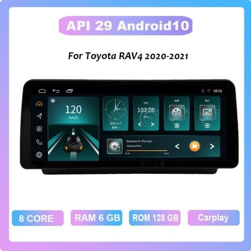For Toyota RAV4 2020-2021 1920*720 Android 10.0 Octa Core 6+128G Car Multimedia Player Stereo Receiver Radio Cooling Fan