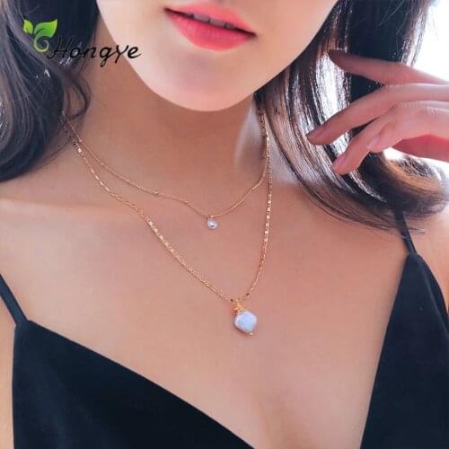 Hongye Vintage Irregular Freshwater Pearl Pendant Necklace For Women Party Long Chain Collier Fashion Jewelry Choker Statement