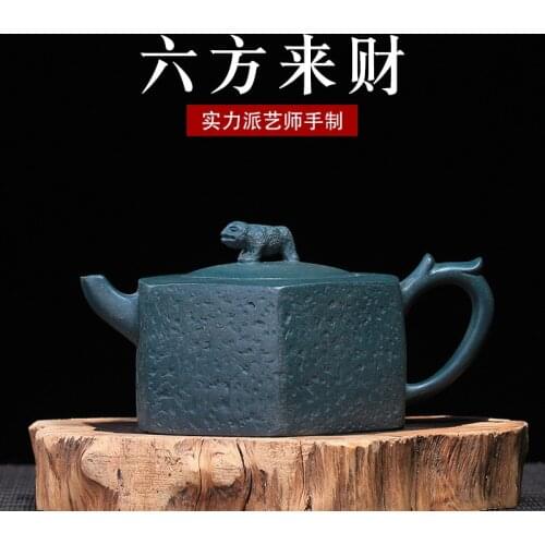 Hu Aojun Purple Sand Pot Six Parties Lai Cai Pot Original Mine Black Green Mud Handmade Teapot Gift Agent One Substitute