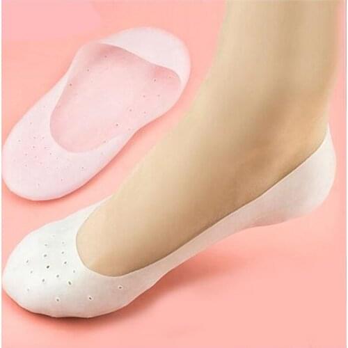 1Pair Gel Sock Silicone Foot Care Tool Feet Protector Pain Relief Crack Prevention Moisturize Dead Skin Removal Sock With Hole