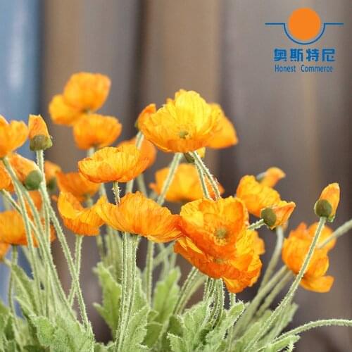 5pcs artificial flower bouquets orange color artificial corn poppy flowers bouquets&Papaver rhoeas&Coquelicot bunches