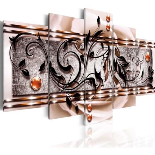 Painting Leaves Lines Full Round Drill DIY Diamond 5D 5 Pcs Embroidery Cross Stitch Picture Modern Wall Art Home Decor Handmade